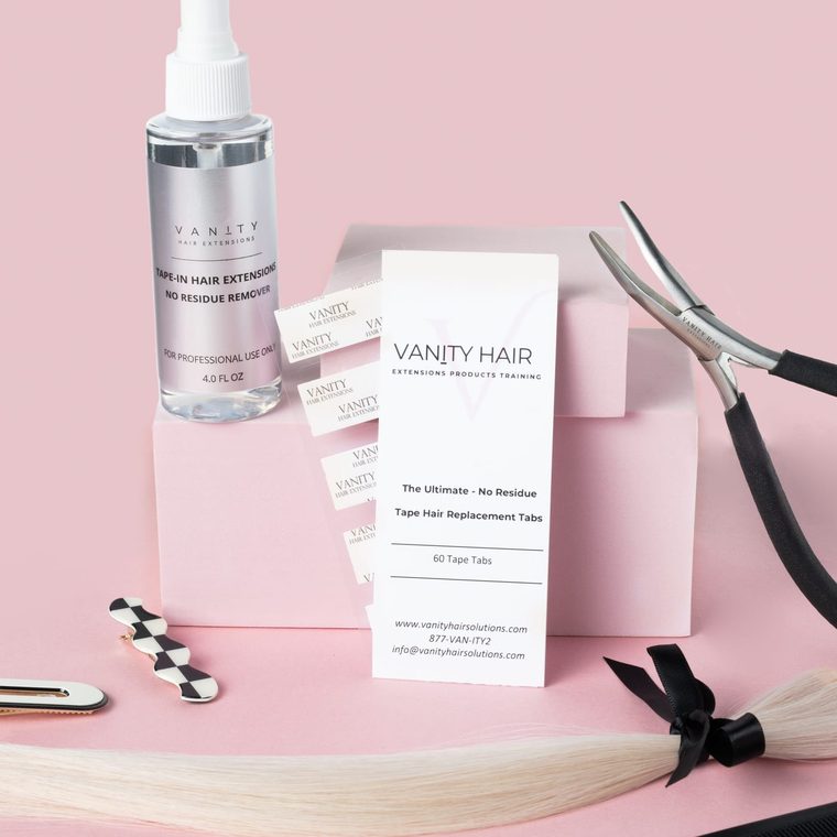 Complete Tape Extension System — remover, tabs, application pliers and a weft